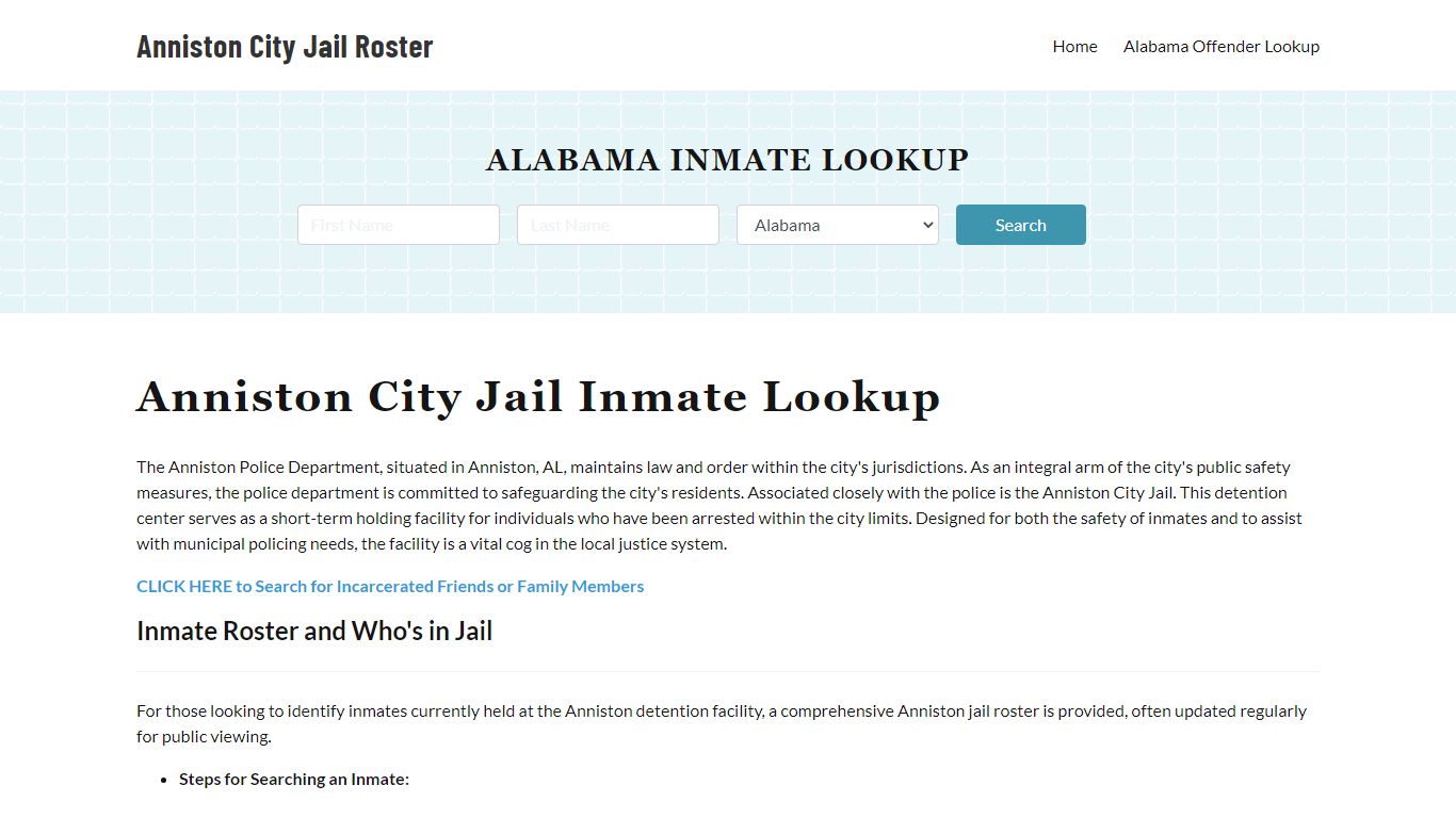 Anniston Police Department & City Jail, AL Inmate Roster, Arrests, Mugshots